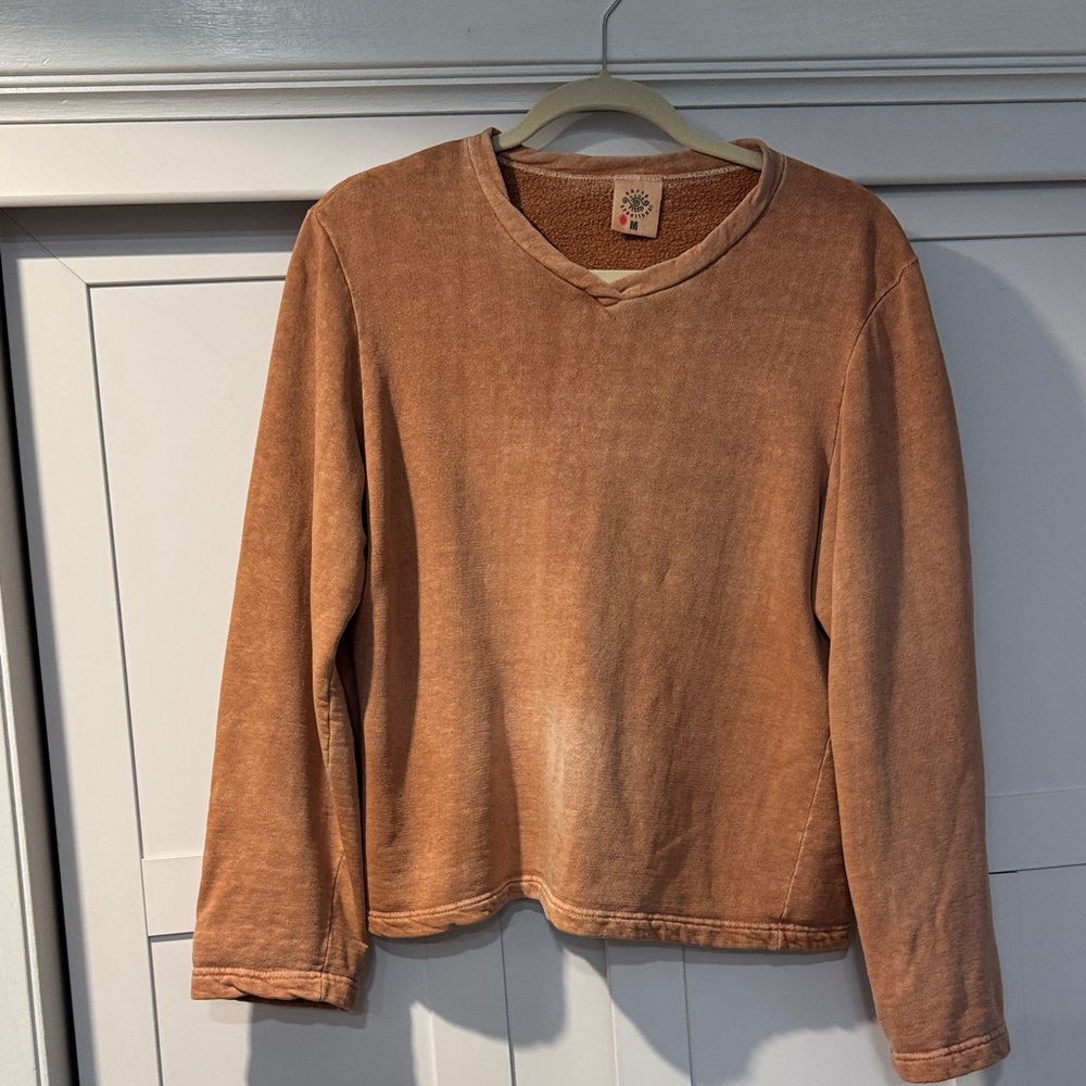 Earth Creations distressed Orange Long Sleeve Sweatshirt